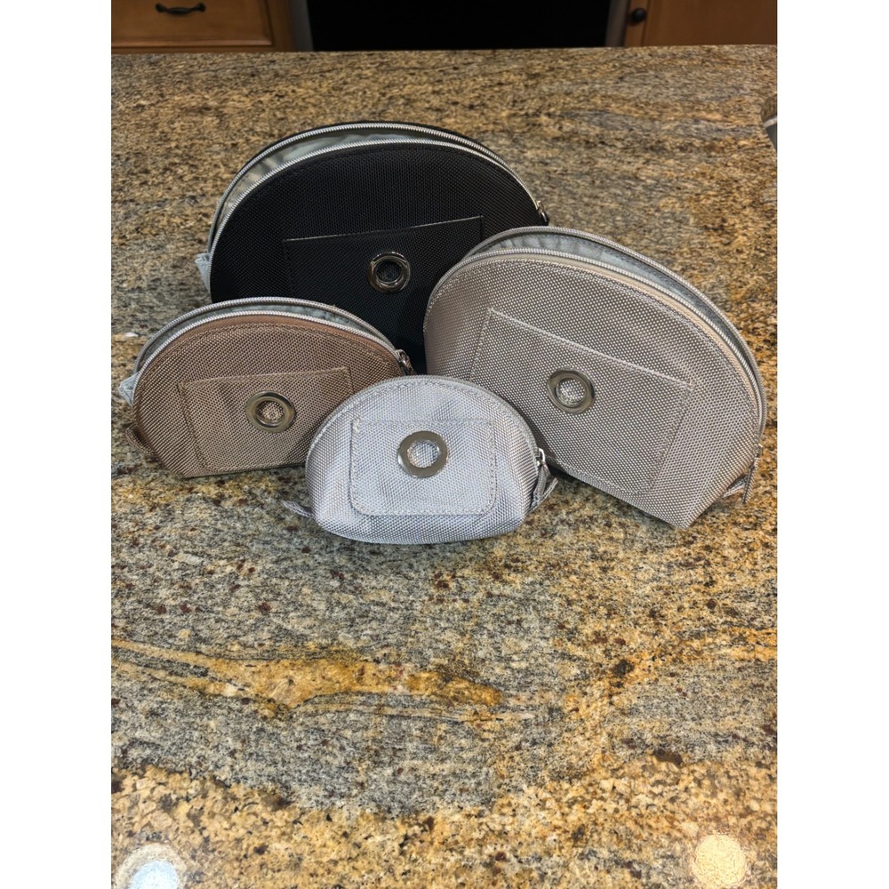 Sondra Roberts Metallic Cosmetic Bag Set in Black, Silver, Taupe